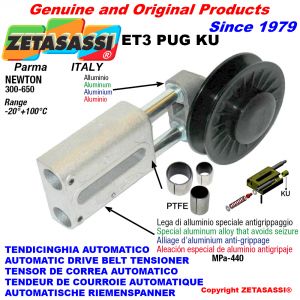 AUTOMATIC LINEAR BELT TENSIONER ET3 PUG KU with pulley (PTFE bushes) Newton300:650