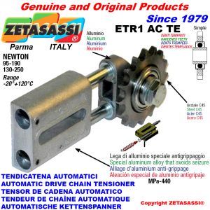 AUTOMATIC LINEAR CHAIN TENSIONER ETR1ACTE with hardened idler sprocket model ACTE Newton130:250-95:190