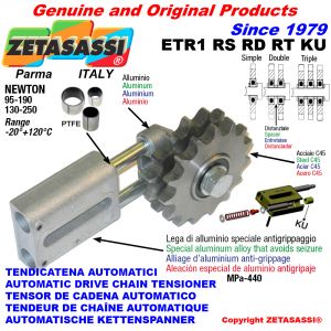 AUTOMATIC LINEAR CHAIN TENSIONER ETR1KU with idler sprocket model RS-RD-RT (PTFE bushes) Newton130:250-95:190
