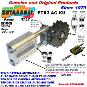 AUTOMATIC LINEAR CHAIN TENSIONERS ETR3ACKU with idler sprocket model AC (PTFE bushes) Newton300:650