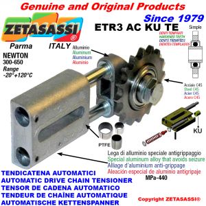 AUTOMATIC LINEAR CHAIN TENSIONER ETR3 AC KU TE with hardened idler sprocket model ACTE (PTFE bushes) Newton300:650