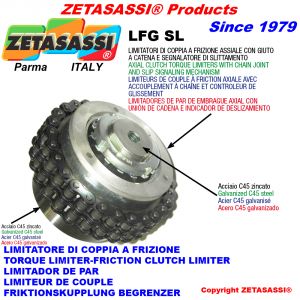 TORQUE LIMITERS WITH CHAIN COUPLING AND SLIDING INDICATOR "LFGSL"